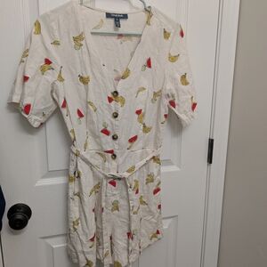 Modcloth White Fruit Print Romper